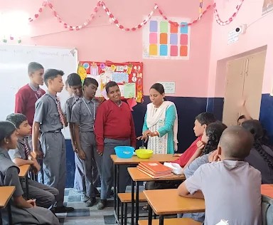 Students eating in the hostel dining area